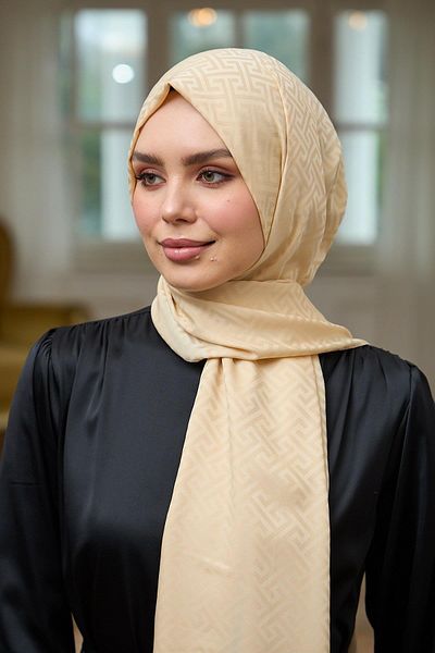 İpekhan Silky Jacquard Shawl Wheat Yellow Summer Sparkle Collection - 9017-05