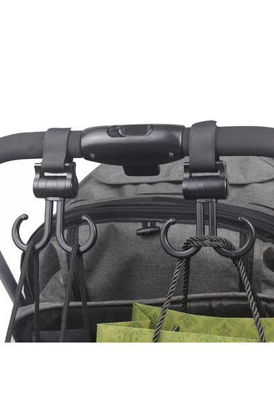 Tilmiz 2 Pack Velcro Carriage Carrying Apparatus Compatible with Baby Stroller 360 Degree Rotatable Plastic Hook (4172)