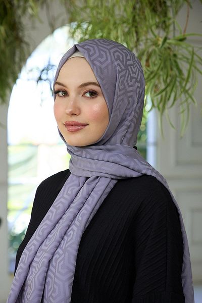 İpekhan Silky Jacquard Shawl - Summer Sparkle Collection, Σκούρο Γκρι 9013-19