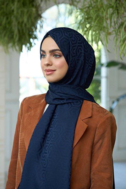 İpekhan Yaz Işıltısı Koleksiyonu İpeksi Jakar Şal Lacivert 9013-02