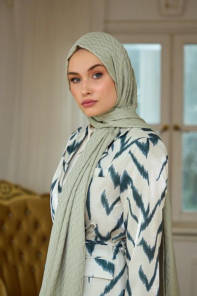 İpekhan Πράσινο Silky Jacquard Shawl Quicksand - Summer Sparkle Collection 9015-07