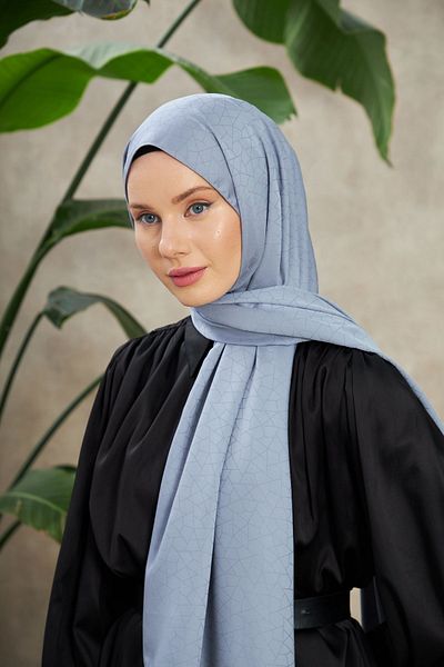 İpekhan Novvela Patterned Jacquard Silky Shawl - Lavender Gray 9008-24