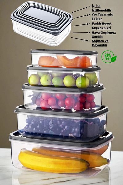 Nefiz Home 15-Piece Clear Storage Set Without Bpa - Rectangular Fridge Organizer