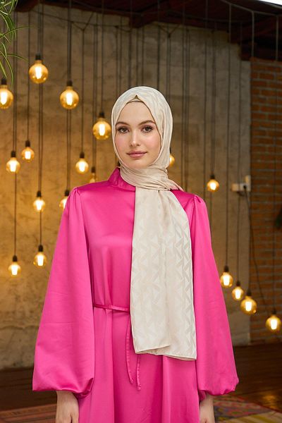 İpekhan Silky Jacquard Shawl Milk Coffee Summer Shine Collection - 9014-03