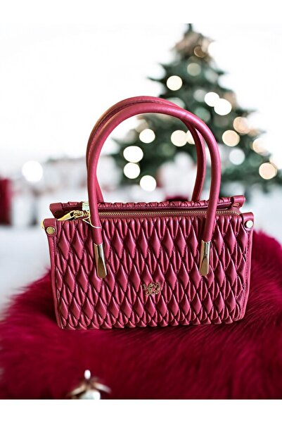 Levidor Bordo Baklava Desen El Çantası