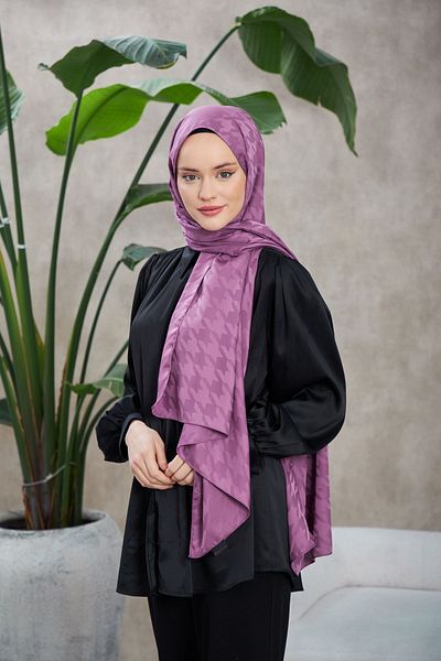 İpekhan Neo Houndstooth Patterned Silky Jacquard Violet 9010-21
