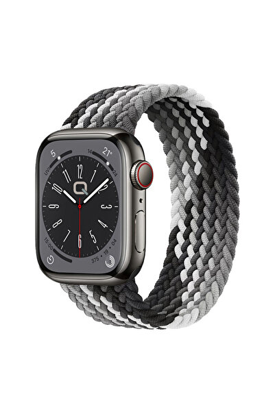 Quse Apple Watch 46mm/45mm/44mm & Series 1-3 42mm ile Uyumlu Örgü Solo Loop K...