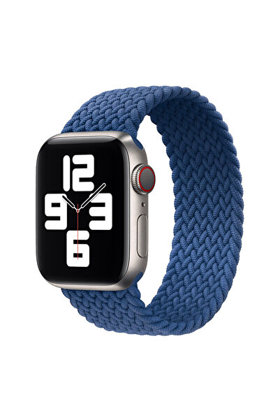 Quse Apple Watch 46mm/45mm/44mm & Series 1-3 42mm ile Uyumlu Örgü Solo Loop K...
