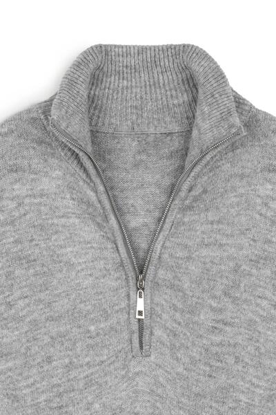 praye Gray Long Knitwear Tunic - Zippered