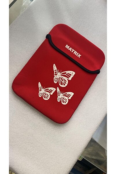 Taimi حقيبة كمبيوتر محمول وتابلت مبطنة بتصميم فراشة مقاس 10 بوصات مزدوجة الوجه باللونين الأحمر والأسود