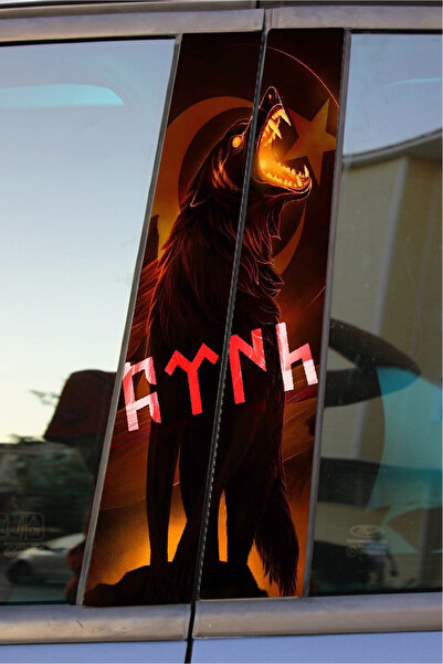 STİCKERCI BEY KAPI DİREĞİ KAPLAMASI GÜN IŞIĞI KURT BASKILI 22*50 CM