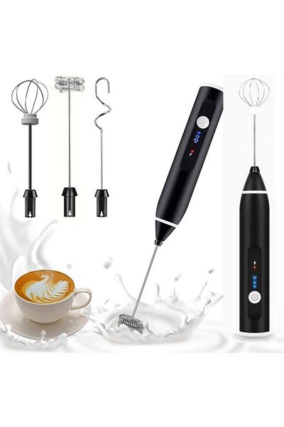 Taimi 3-Speed Adjustable USB Rechargeable Handheld Electric Milk Frother Black