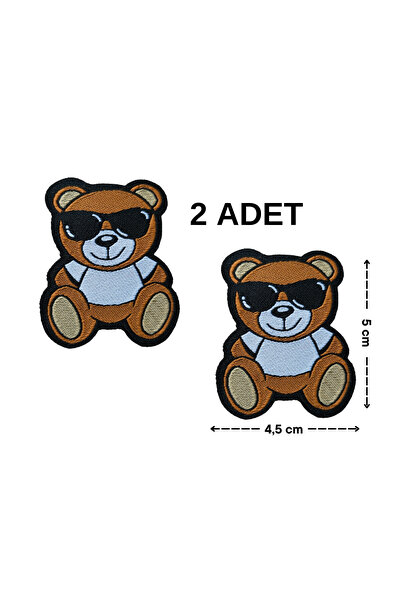 Megas Etiket Ütü ile Yapışan Gözlüklü Ayıcık Dokuma Arma/Yama