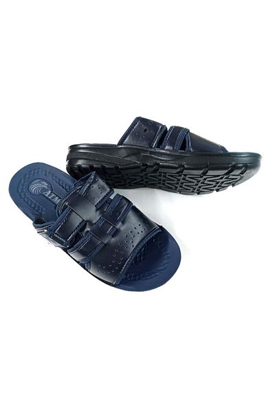 byzek Men's Faux Leather Tank Midnight Blue Flocked Slippers
