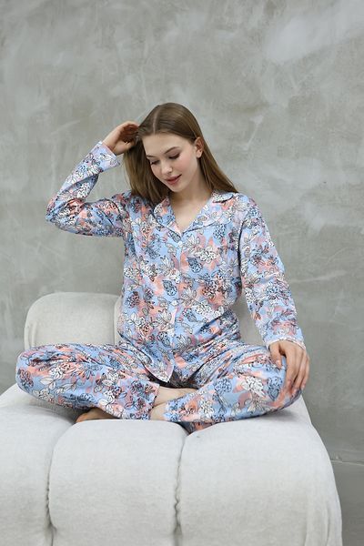 Arvin Pijama Set de pijamale de vară pentru femei, cămașă din bumbac, cu guler