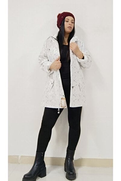 AKŞEN GİYİM BÜYÜK BEDEN MİCRO KUMAŞ YAN CEPLİ KATLANABİLİR KOLLU KAPŞONLU BELİ BAĞCIKLI TASARIM DESEN TRENÇKOT