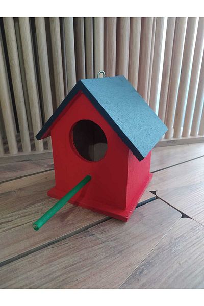 değerli hobi Wooden Bird House Varnished 12*12*15 Cm