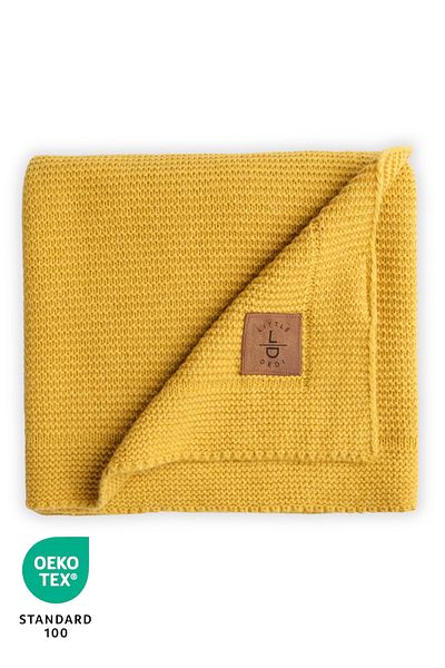 Next Baby Little Dedi Alina Knitted Baby Blanket, Soft Lightweight Swaddle Wrap, Mustard 80X100 cm