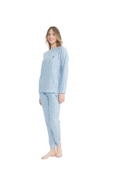 U.S. Polo Assn. LICENȚĂ POLO SUA ȚESătură moale țesătură GULER DE CREAȚĂ CU MÂNECĂ LUNGĂ Costum de pijama pentru femei