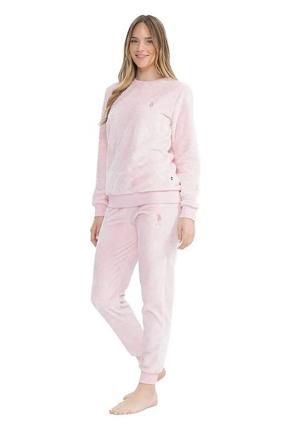 U.S. Polo Assn. Us Polo Licensed - Soft Texture Crew Neck Long Sleeve Women's Fleece Pajamas Set