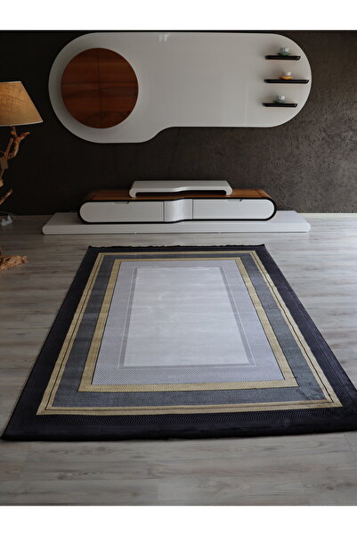 Just Arte Modern Siyah Salon Halısı Monet Gold Siyah Oturma Oda Halı Modelleri