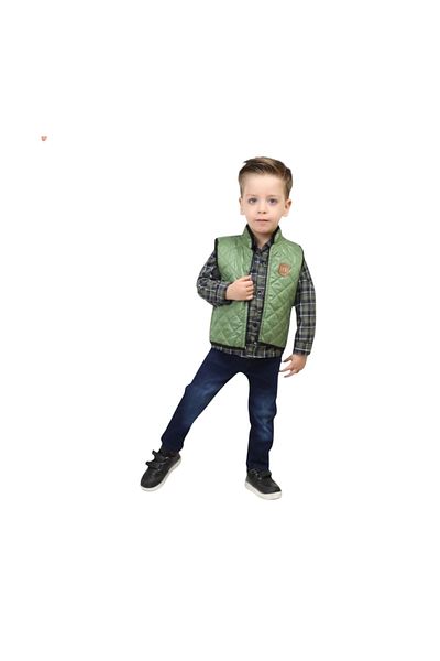 Hafez Kids Men's 3-Piece Suit with Jeans and Vest and Striped Shirt