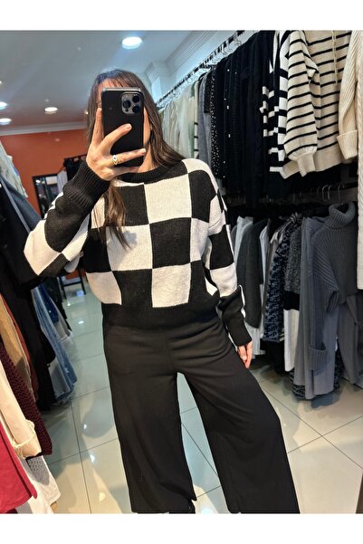 AYSEGUL SOZKESEN Dama Desenli Triko Kazak