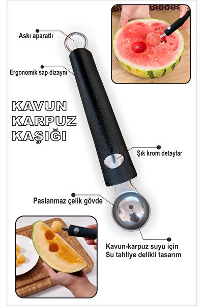 Bright PASLANMAZ ÇELİK  KAVUN KARPUZ DONDURMA OYACAĞI - TOP YAPICI