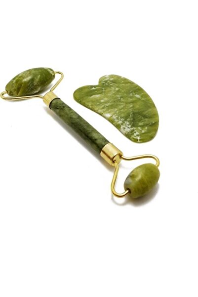 Genel Markalar Yeşim Doğal Taş Face Roller + Gua Sha Yüz Masaj Taşı 2'li Set
