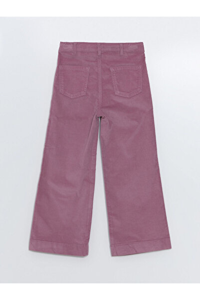 LC Waikiki Pink Velvet Girls' Trousers with Adjustable Waist Elastic