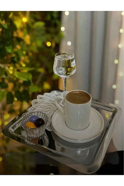 VENON 2 Pcs No Accessories Stainless Steel Square Tea Coffee Presentation Tray Decorative Presentation Serving Tray