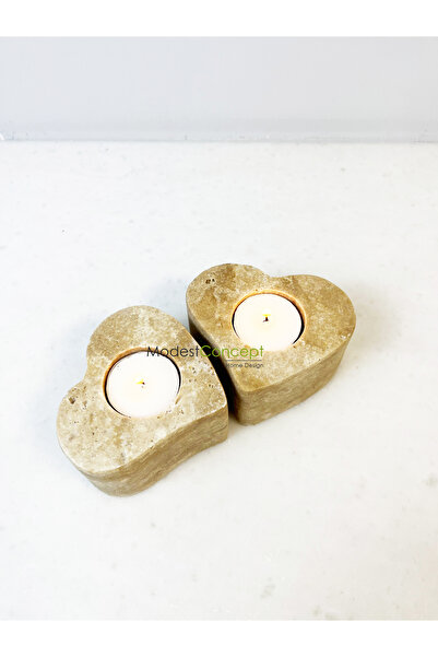 Modestmar Doğal Traverten Mumluk, Mermer Mumluk, Mermer Tealight, Mumluk 2 Ad...