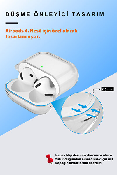 EWEC 4. Nesil Uyumlu Şeffaf Premium High Quality Kulaklık Kılıfı (2.5 mm Kalınlık)