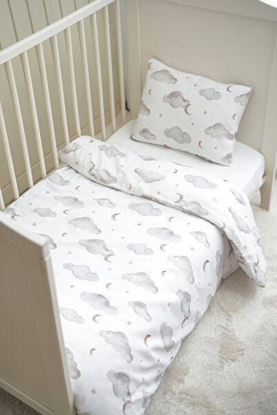 Pithy طقم غطاء لحاف أطفال قطن كلاود آند مون (100×150 سم) - دريمي سكاي