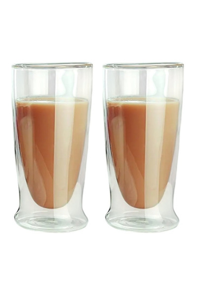 Kitchen Design Lab Çift Cidarlı Uzun Cam Kokteyl -Meşrubat-Latte Bardağı 350 ...