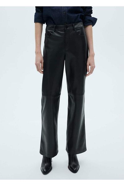MANGO Woman Leather look straight cut pants