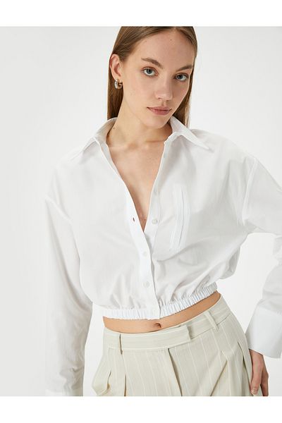 Koton Πουκάμισο Cotton Crop - Ελαστική μέση, με κουμπιά, Standard Fit