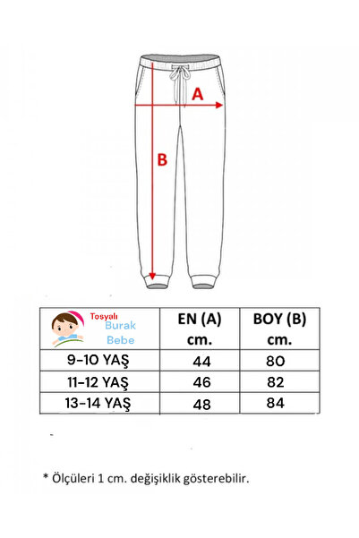 Tosyalı Burak Bebe Çocuk Pamuklu Şardonlu 3 İplik Unisex Çift Cepli Tek Alt Eşofman
