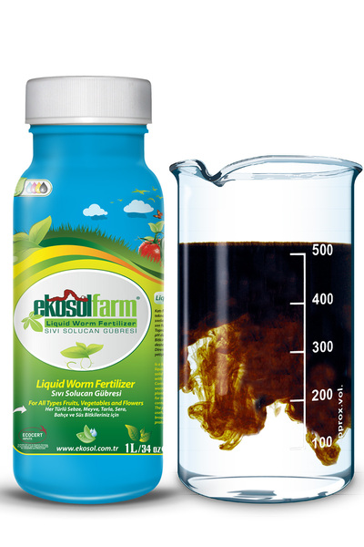 EkosolFarm Organik Sıvı Solucan Gübresi 2 X 1 Litre Konsantre Organik Sıvı Yaprak Gübre