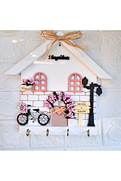 EL YAPIMI Psacraft Anahtarlık Askısı Soft Pudra Renkli 27 X 27 Cm Hoş Geldini...