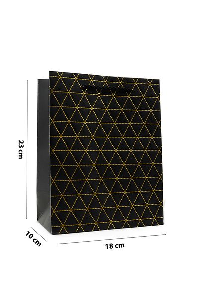 reprodesign 18x23x10 cm Premium Ποιότητα Μαύρη Χάρτινη Τσάντα 2 Τεμάχια