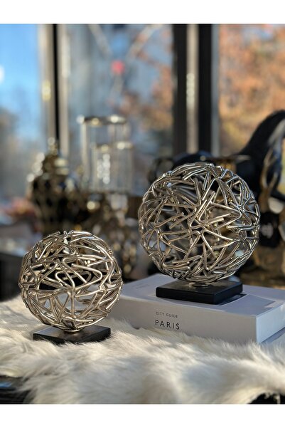 OBJE DÖKÜM KAİDELİ 2 Lİ DEKORATİF KÜRE