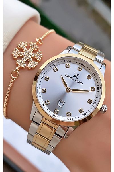 Daniel Klein Brand Yellow Silver Color Women's Wristwatch - Bracelet