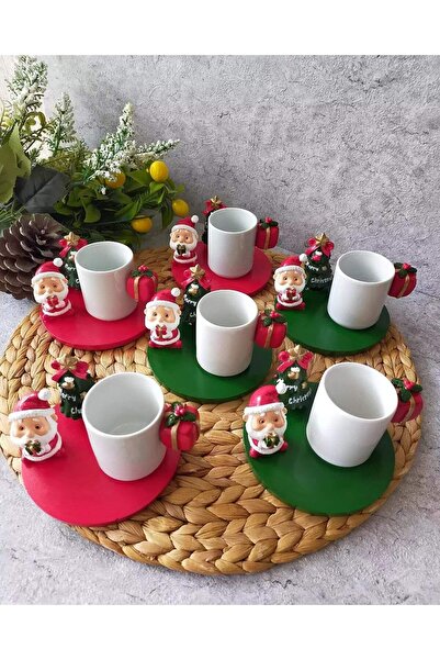 Mutlu NOEL BABALI TÜRK KAHVESİ FİNCANI YENİYIL FİNCANI TAKIM 6 lı