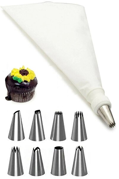 Online Kapında Onlinekapında Cream Piping Bag Set 10 Pieces Pastry Cream Cake Decorating Bag with Stainless Steel Tips