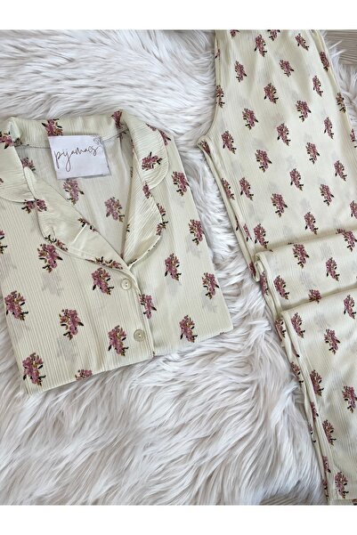 Pijamacs Екрю з квітковим візерунком, довгі рукави, піжама Pegasus