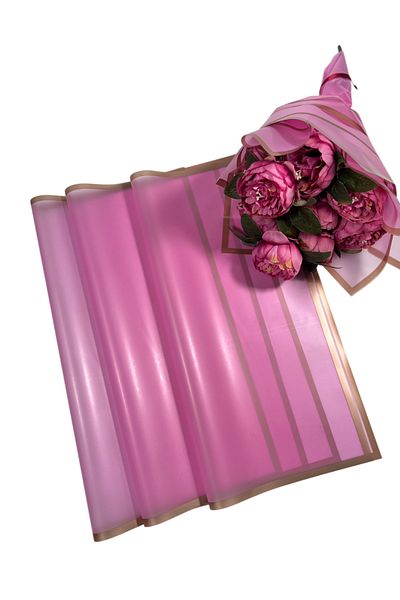weloveis Rose Pink Floral Bouquet Paper - Luxury Mat, Framed Edge, Pink Backdrop, 55X55Cm-20 Sheets