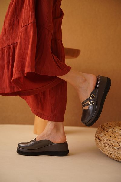 Taran Γυναικείες παντόφλες Comfort Darina με διπλή πόρπη με σφήνα τακούνι