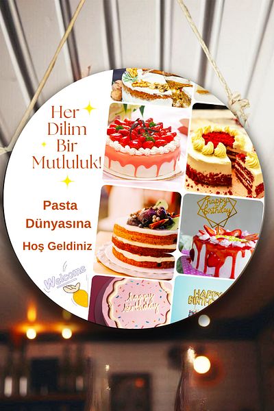 Nod Patisserie Hall Wall, Door, Double Sided Hanging Board Welcome Sign, Cake Shop Ornament