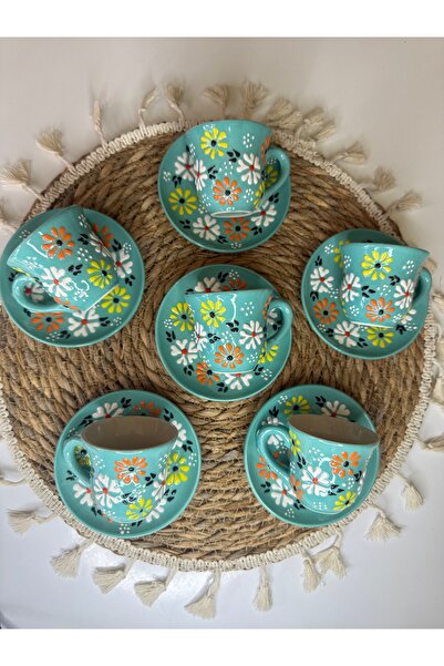 shop Daisy El Yapımı Seramik Kahve Fincan Takımı 6 Kişilik - 12 Parça
